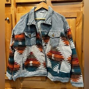 Womens 2XL Southwest Print/Denim Jacket